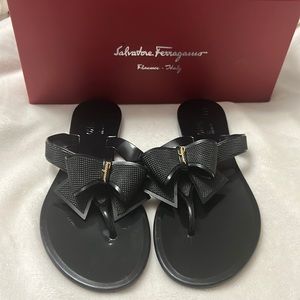 Salvatore Ferragamo ‘Bali’  Black Bow Sandal